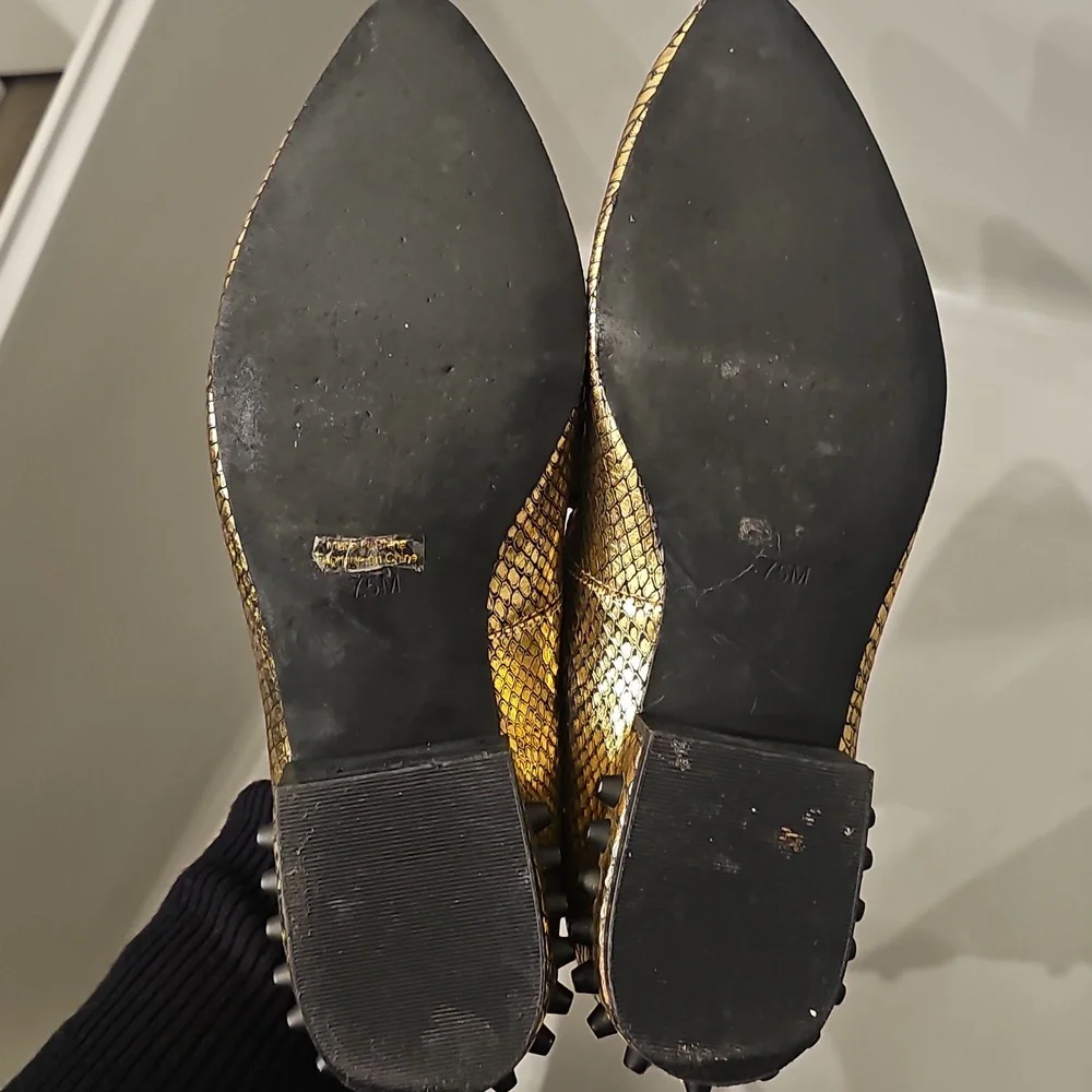 Jeffrey Campbell Metallic Gold Leather Loafers